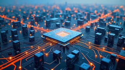 Technological Blue Chip City Background