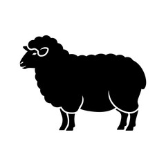 Bold Silhouette of a Sheep in Black and White, Ideal for Farm-Related Designs, Educational Materials, and Livestock Industry Promotion.