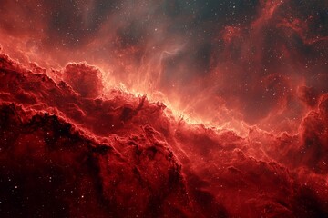 Deep red molecular cloud in space