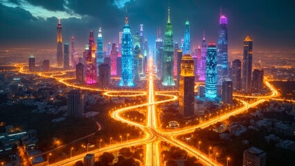 Fototapeta premium Creative images of urban night scenes