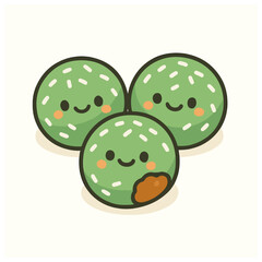 Kawaii Klepon Trio (Coconut Rice Cakes)