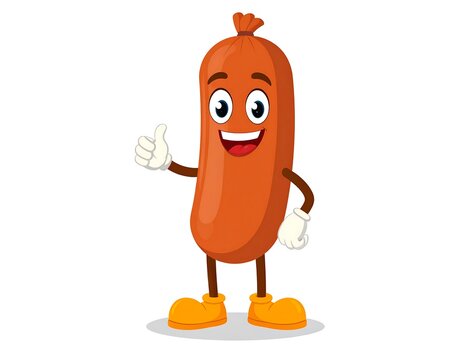 Cartoon sausage giving a thumbs up