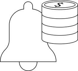 bell icon and dollar coin icon with white backgroundbell icon and compass icon with white background