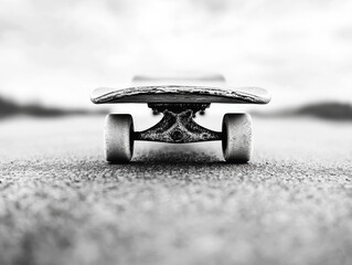Black and White Skateboard Closeup on Ground