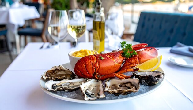 Fresh seafood platter on a table