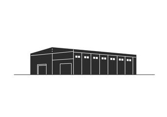 Obraz premium Simple Black and White Warehouse Illustration.