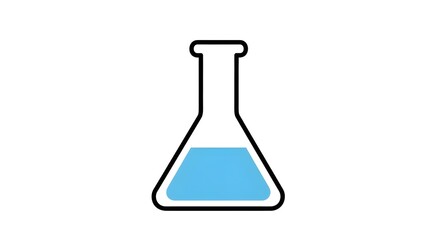 Science Experiment Icon An Erlenmeyer Flask with Liquid for Medical or Educational Uses