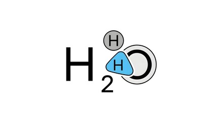 Illustrative H2O Molecule Depiction with Atomic Representation and Water Concept