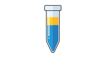 Centrifuge tube Scientific test with separated blue and yellow liquids
