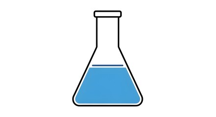 Blue Liquid Chemistry Erlenmeyer Flask for Scientific Research and Experimentation