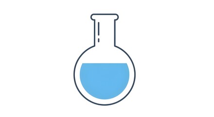 Science flask brimming with blue liquid for lab experiments