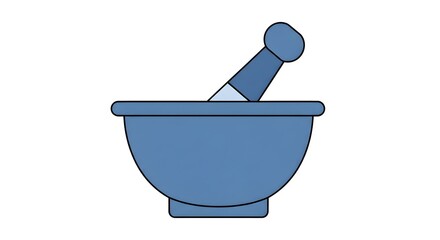 Vector icon of a classic mortar and pestle set used in pharmacy, cooking, and science on a white background