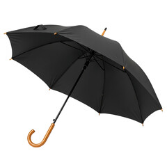 A black umbrella isolated on transparent background