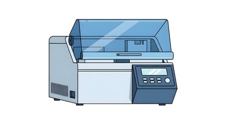 Vector illustration of an automated laboratory analyzer for clinical chemistry or medical research on a white background