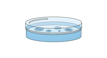 Scientific petri dish with growing bacteria culture colonies isolated on a white background for a biology experiment