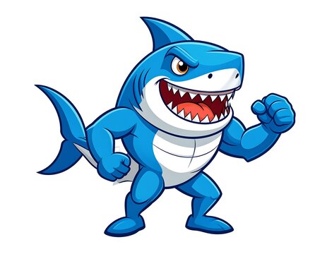 Cartoon shark with muscles