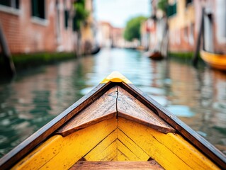 Yellow Gondola Bow in Venice Canal