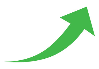 Green curved graph with arrow png. 
