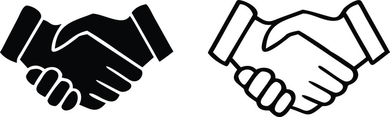 Obraz premium Hand shake logo icon transparent png. shaking hands in silhouette and outline styles. vector set Hand shake logo icon transparent png. shaking hands in silhouette and outline styles. vector set 
