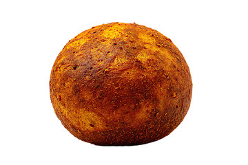 a round bread sitting on top of a white surface