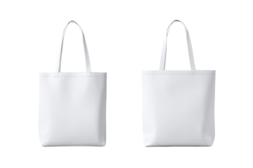 Two blank white tote bags, side by side