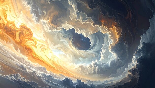 Close-up background of Jupiter’s swirling storm clouds, full-color with dynamic movement and high atmospheric detail - Powered by Adobe