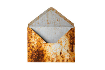 an old rusty envelope with a white envelope inside