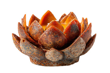 a close up of a flower shaped candle