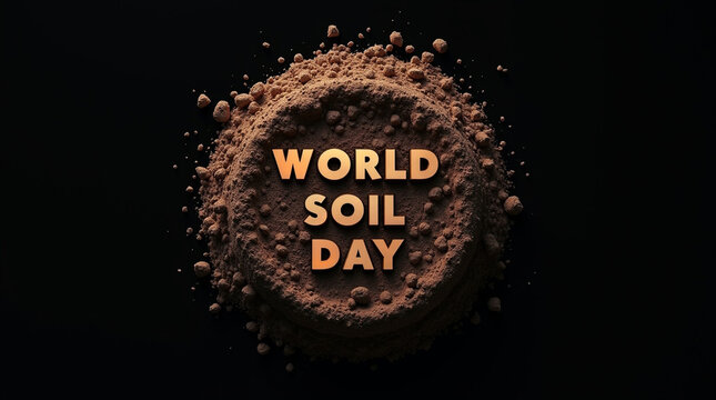 World soil day concept with soil heap isolated on black background, promoting awareness of the importance of sustainable soil management and its benefits for food security - Powered by Adobe