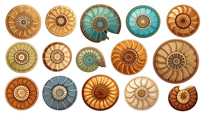 Colorful ammonite shells