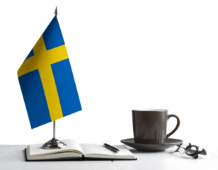 Åland Islands Flag with Coffee Cup and Notebook 