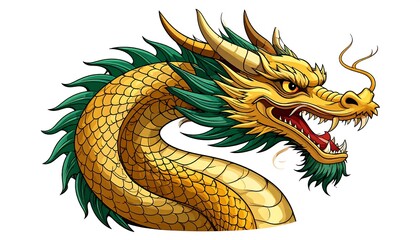 Obraz premium Fierce golden dragon head