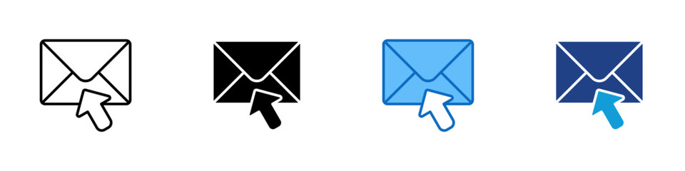 Mail Click Multiple Style Icon Design Vector - Envelope with arrow cursor, symbolizing click mail, open email, or direct message