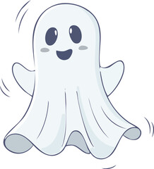 Obraz premium A cheerful, cartoon ghost joyfully floats, arms outstretched, showcasing a friendly and playful demeanor.