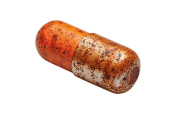 a rusted metal tube with a white background