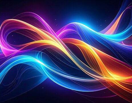 Abstract swirling neon ribbons