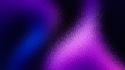 Abstract flowing purple and blue light streaks with grainy texture on a dark background