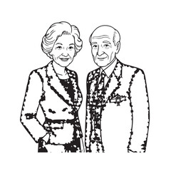 Old people black and white illustration vector image simple minimalist artwork design template