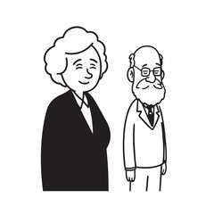 Old people black and white illustration vector image simple minimalist artwork design template