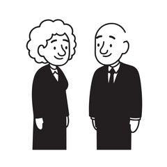 Old people black and white illustration vector image simple minimalist artwork design template