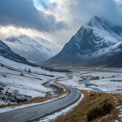 mountain road in winter