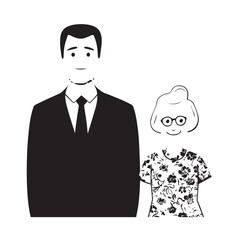 Old people black and white illustration vector image simple minimalist artwork design template
