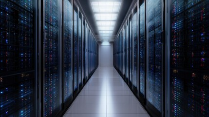 Fototapeta premium Advanced Server Rack with AI Prison Security