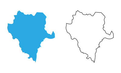 Map of Durango, a state of Mexico. Map with detailed outlines and blue silhouettes