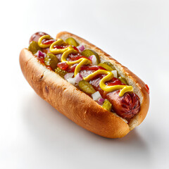 hot dog with mustard