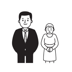 Old people black and white illustration vector image simple minimalist artwork design template
