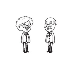 Old people black and white illustration vector image simple minimalist artwork design template
