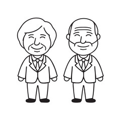 Old people black and white illustration vector image simple minimalist artwork design template
