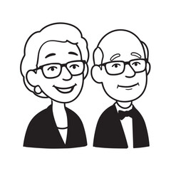 Old people black and white illustration vector image simple minimalist artwork design template
