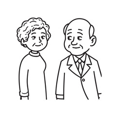 Old people black and white illustration vector image simple minimalist artwork design template
